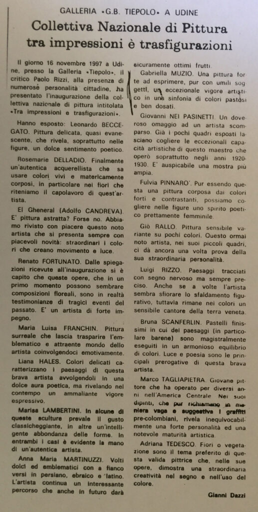 Il Gazzettino - 2 febbraio 1988 Galleria Tiepolo Udine